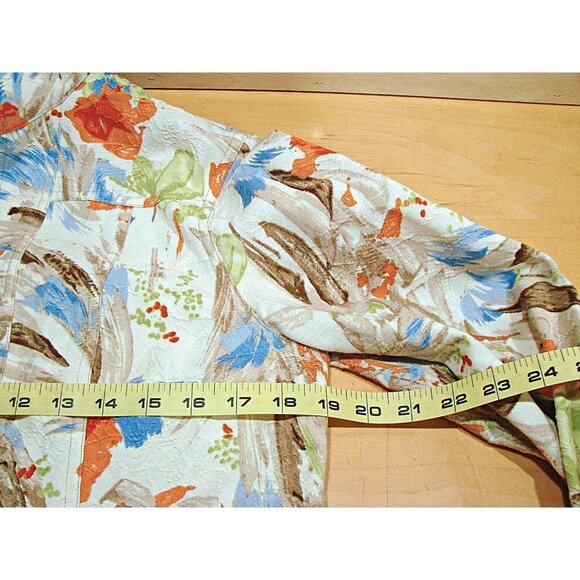 Coldwater Creek Blazer Jacket Floral Open Front Textured Vintage Bright Size 6 - Picture 5 of 11